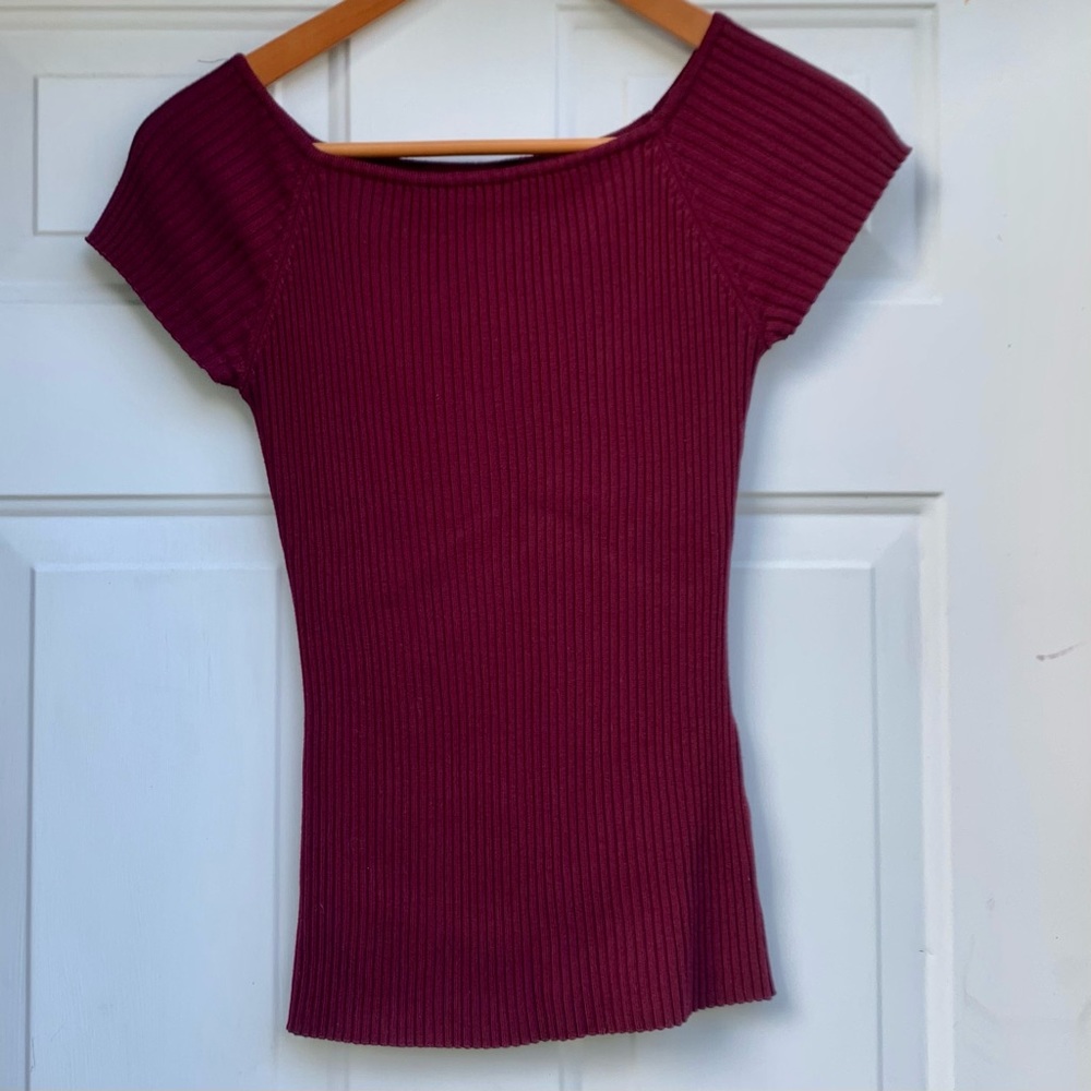 Burgundy Ribbed Top